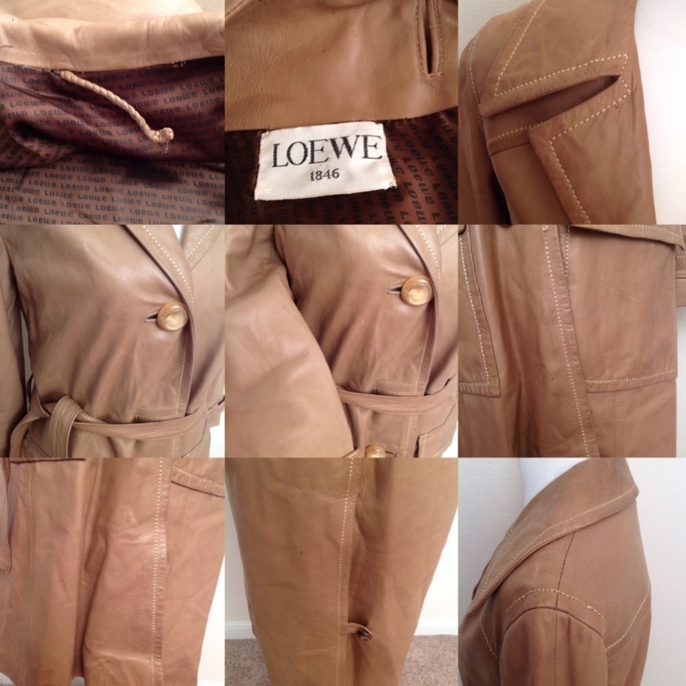Loewe Vintage Jacket Coat Leather Trench Long - Picture 9 of 10